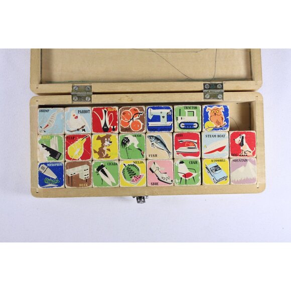 1960s mcm retro Picture Cubes AS IS, WB 260 made in China, alphabet blocks - Picture 6 of 10